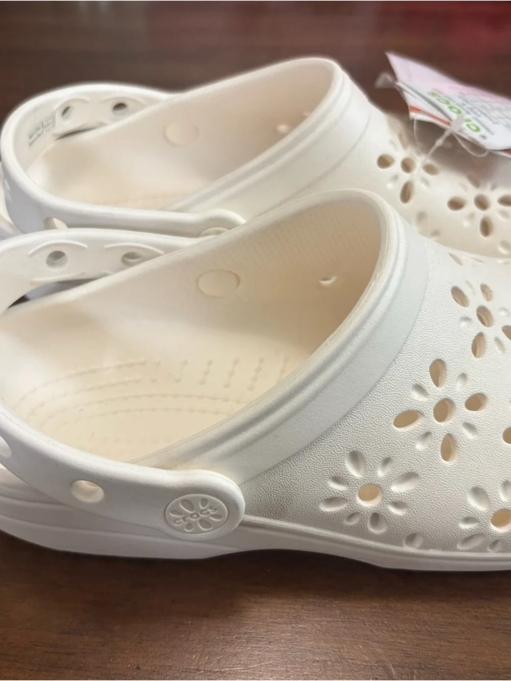 CROCS Classic Floral Cutout Clog in White